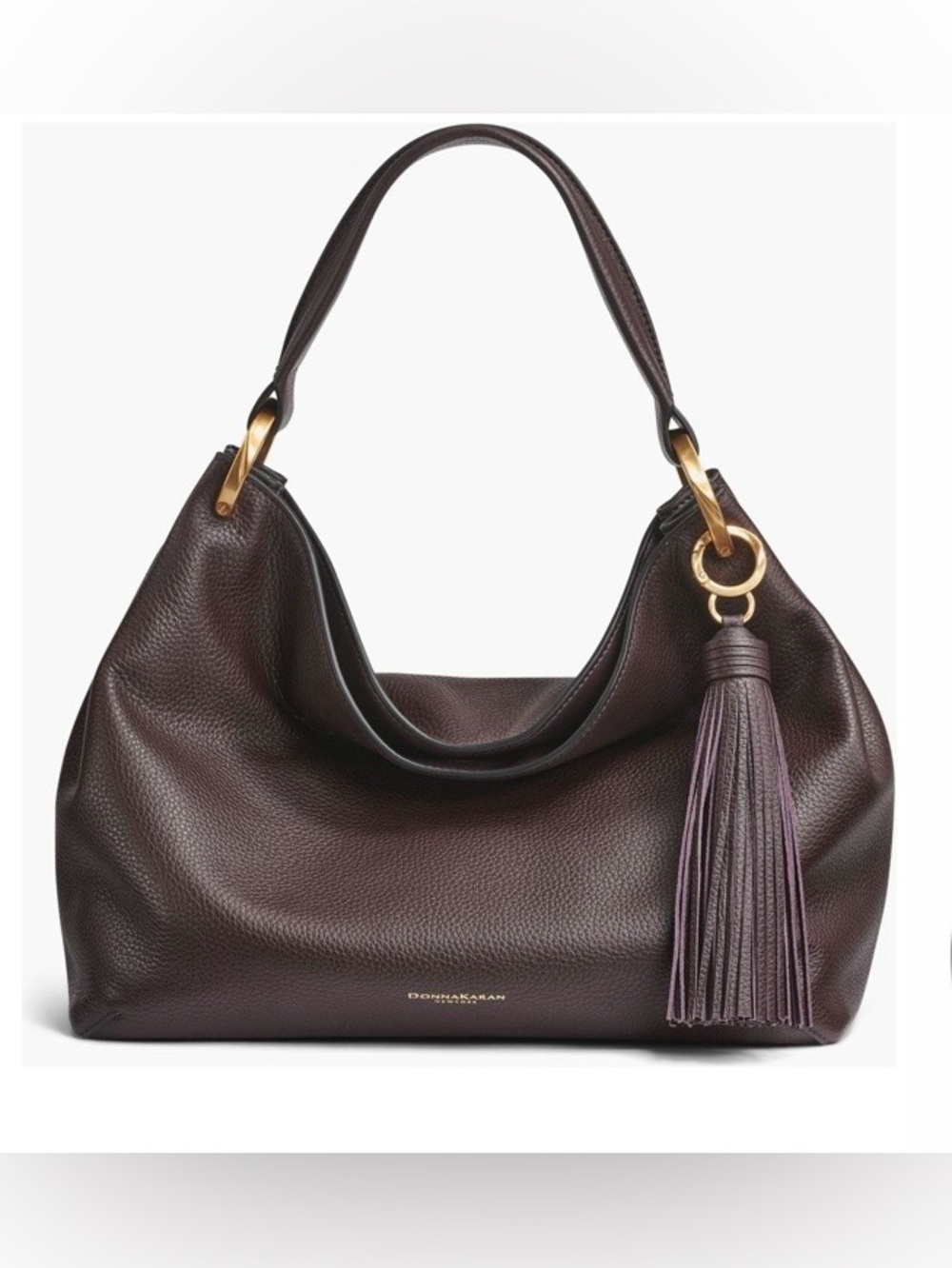 Donna Karan Glenwood Leather Shoulder Bag in rare Chocolate Plum NWT Orig $388